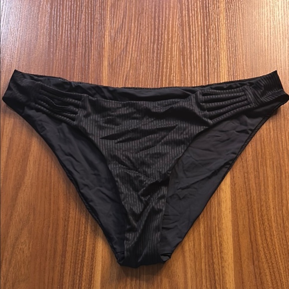 EUC Satin-Look Ribbed Black Bikini Bottoms 🫧 🫧